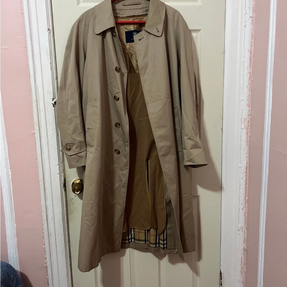 Burberry Beige/Tan Long Classic Trench Coat with Signature Check Hem